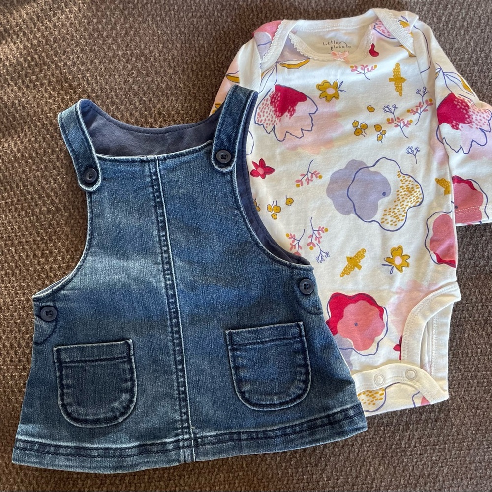 Little Planet Organic by Carter’s 2 pc Jumper Set 3 Months 💙🩷 EUC